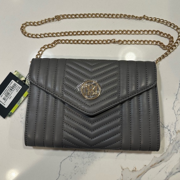 Badgley Mischka Handbags - Badgley Mischka V Quilted Gray Crossbody Bag